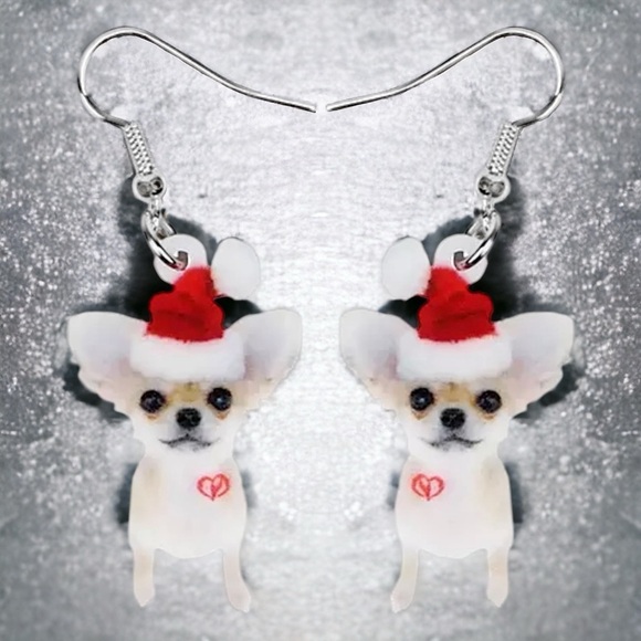 Jewelry - Adorable NWT Christmas Chihuahua Dangle Earrings - Perfect Gift for Dog Lovers!